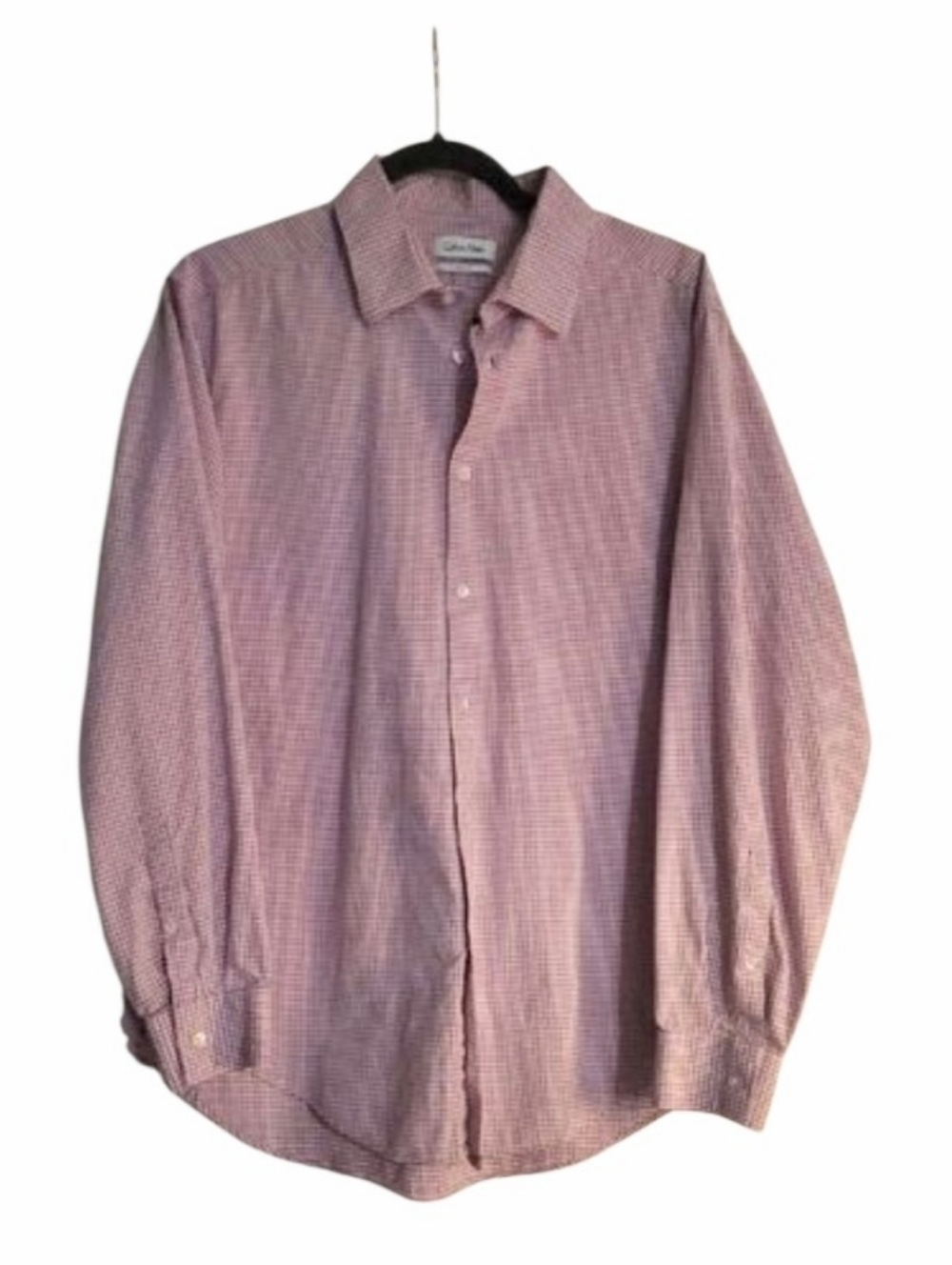 Calvin Klein Long Sleeve Button Down Red And Cream Plaid Shirt Size  17 34/35.